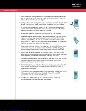 Sony NWZ-E436FBLU - Walkman 4 GB Digital Player Specifications
