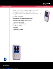 Sony Walkman NWZ-S616FPNK Quick Start Manual