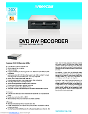 Freecom DVD RW Recorder Specifications