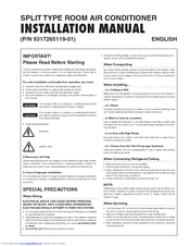 Friedrich M12YG Installation Manual