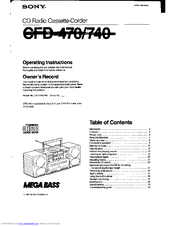 Sony CFD-470 - Boombox With Cd Operating Instructions Manual