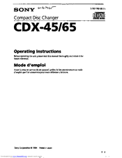 Sony CDX-65 Primary Operating Instructions Manual
