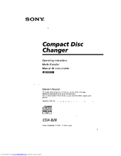 Sony CDX-828 - Compact Disc Changer System Operating Instructions Manual