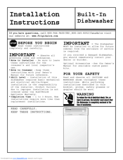 Frigidaire FMB330RGB - on 18 Inch Dishwasher Installation Instructions Manual