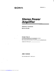 Sony XM-754HX Operating Instructions  (English Operating Instructions Manual