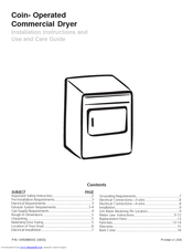 Frigidaire FCGD3000ES - 27 Inch Coin Operated Gas Dryer Installation Instructions And Use And Care Manual