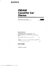 Sony XR-C7200 - Fm/am Cassette Car Stereo Operating Instructions Manual