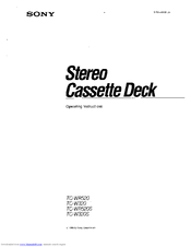 Sony TC-W320 - Stereo Double Cassette Deck Operating Instructions Manual