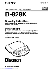 Sony Discman D-828K Operating Instructions Manual