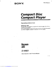 Sony DISCMAN D-M801 Operating Instructions