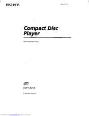 Sony CDP-CX210 - 200 Disc Cd Changer Operating Instructions Manual