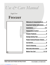 Frigidaire GLFH1779GW - 16.7 cu. Ft. Upright Freezer Use And Care Manual