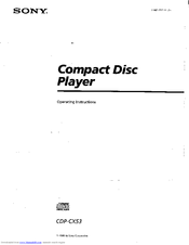 Sony CDP-CX53 - CD Changer Operating Instructions Manual