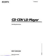 Sony MDP-500 - Cd Cdv Ld Player Operating Instructions Manual