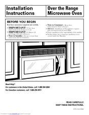 Frigidaire GLMV168C Installation Instructions Manual