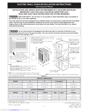 Frigidaire GLEB27Z7HS - Electric Wall Oven Installation Instructions Manual