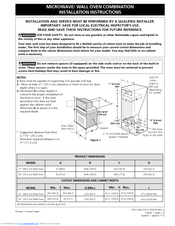 Frigidaire GLEB30M9FS - 30 Inch Microwave Combination Oven Installation Instructions Manual
