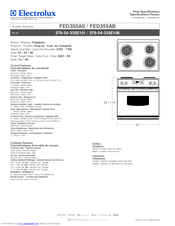 Frigidaire FED355A Specifications
