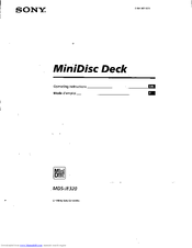 Sony MDS-JE320  / Mode d’emploi Operating Instructions Manual