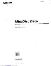 Sony MDS-S35 - Minidisc Digital Audio System Operating Instructions Manual