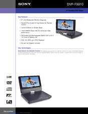 Sony DVP-FX810/R - Portable Dvd Player Specifications