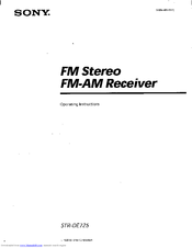 Sony STR-DE725 - Fm Stereo/fm-am Receiver Operating Instructions Manual