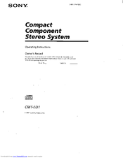 Sony CMT-ED1 - Micro Hi Fi Component System Operating Instructions Manual
