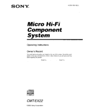 Sony CMT-EX22 - Micro Hi Fi Component System Operating Instructions Manual