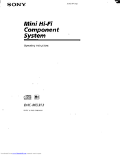 Sony DHC-MD313 - System Rack Operating Instructions Manual