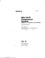 Sony DHC-MD333 - Mini Hi Fi Component System Operating Instructions Manual