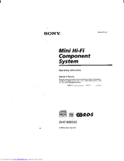 Sony DHC-MD555 - Mini Hi Fi Component System Operating Instructions Manual