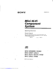 Sony HCD-RX66 - Component For Mhcrx66 Operating Instructions Manual