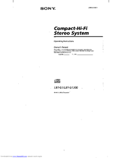Sony LBT-G1300 - Compact Hifi Stereo System Operating Instructions Manual