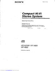 Sony LBT-G2500 - Lbt Electronics Operating Instructions Manual