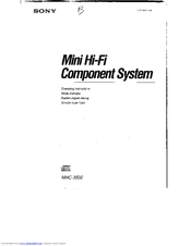 Sony MHC-3500 - Mini Hi-fi Bookshelf System Operating Instructions Manual