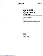 Sony MHC-RXD2 - 3 Cd Mini System Operating Instructions Manual