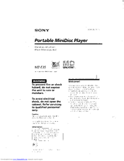 Sony MD Walkman MZ-E35 Operating Instructions Manual