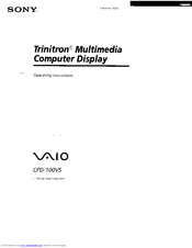 Sony VAIO CPD-100VS Operating Instructions Manual