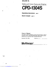 Sony Multiscan CPD-1304S Operating Instructions Manual