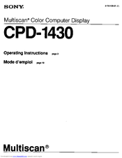Sony Multiscan CPD-1430 Operating Instructions Manual