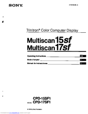 Sony Multiscan 15sf Operating Instructions Manual
