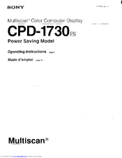 Sony Multiscan CPD-1730ES Operating Instructions Manual