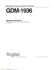 Sony Multiscan GDM-1936 Operating Instructions Manual