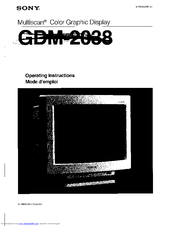 Sony Multiscan GDM-2038 Operating Instructions Manual
