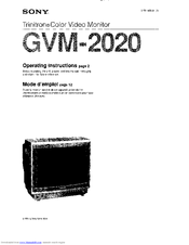 Sony Trinitron GVM-2020 Operating Instructions Manual