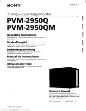 Sony Trinitron PVM-2950Q Operating Instructions Manual