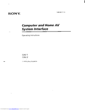 Sony CAV-2 - Computer And Home Av System Interface Operating Instructions Manual