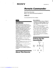 Sony Remote Commander RM-V7 Operating Instructions Manual