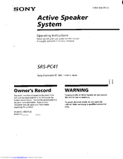 Sony SRS-PC41 Operating Instructions Manual
