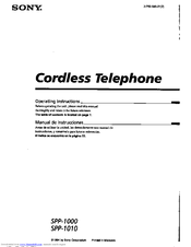 Sony SPP-1010 - Cordless Telephone Operating Instructions Manual
